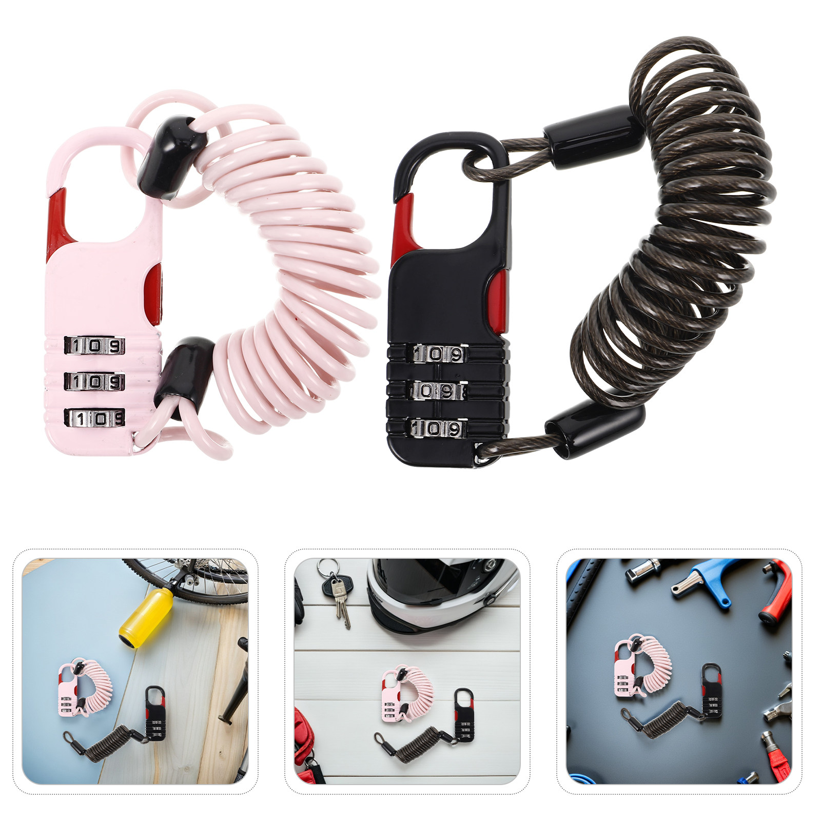 Cable Lock Combination - 2 個の自転車ロック盗難防止ハンドルバーケーブルコンビネーションアクセサリー盗難防止オートバイ