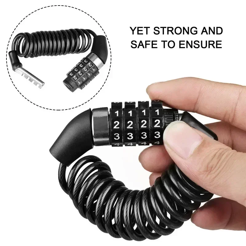 Cable Lock Combination - オートバイ自転車盗難防止チェーン 4 桁パスワードコンビネーションヘルメットロック安全ポータブルケーブルロック耐久性のあるワイヤーロープ
