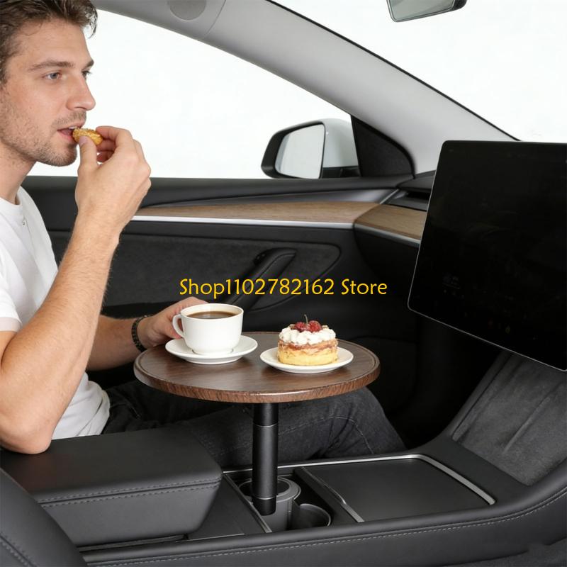 Travel Accessories You Need - 547B 高さのある自動車用トレイ機能回転式ドリンクスタンド、ダイニングティーサービングやさまざまな車でのラップトップサポート用