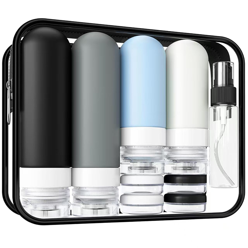 Toiletry Bag Tsa - 17個入りシリコン製漏れ防止トラベルボトルセット、TSA承認済み、洗面用品とコンディショナー用容器