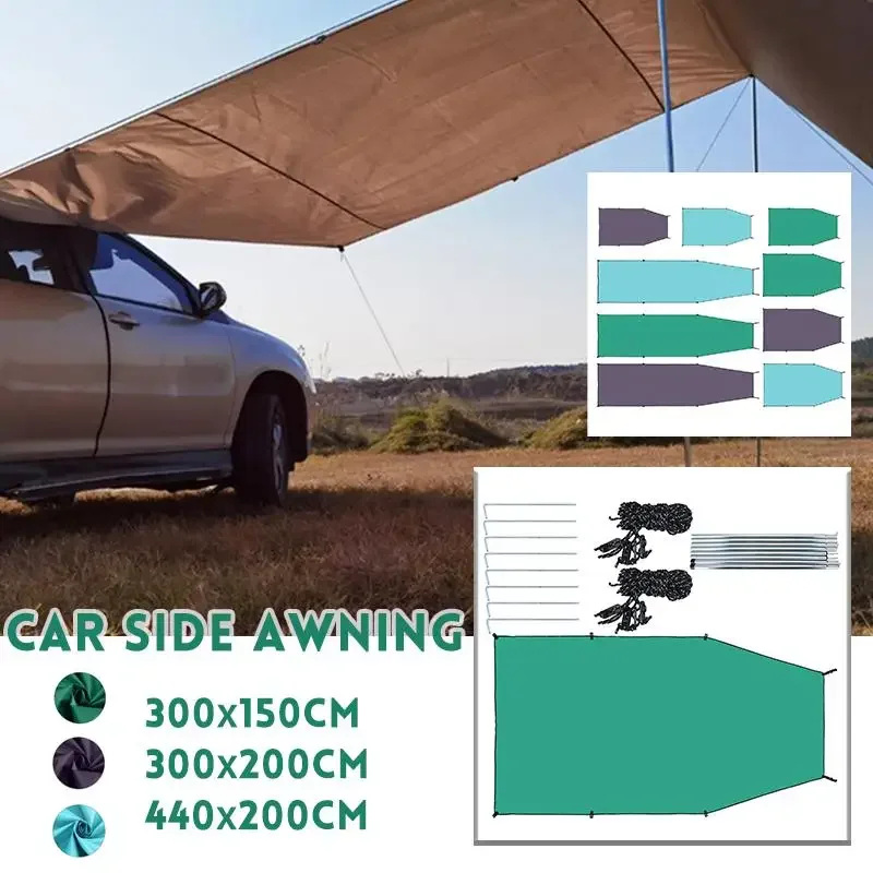 Travel Accessories You Need - 1セット屋外サンシェルターポータブルカーサイドオーニングルーフトッププルアウトテントシェルターキャンプ旅行ハイキングピクニックテントアクセサリー