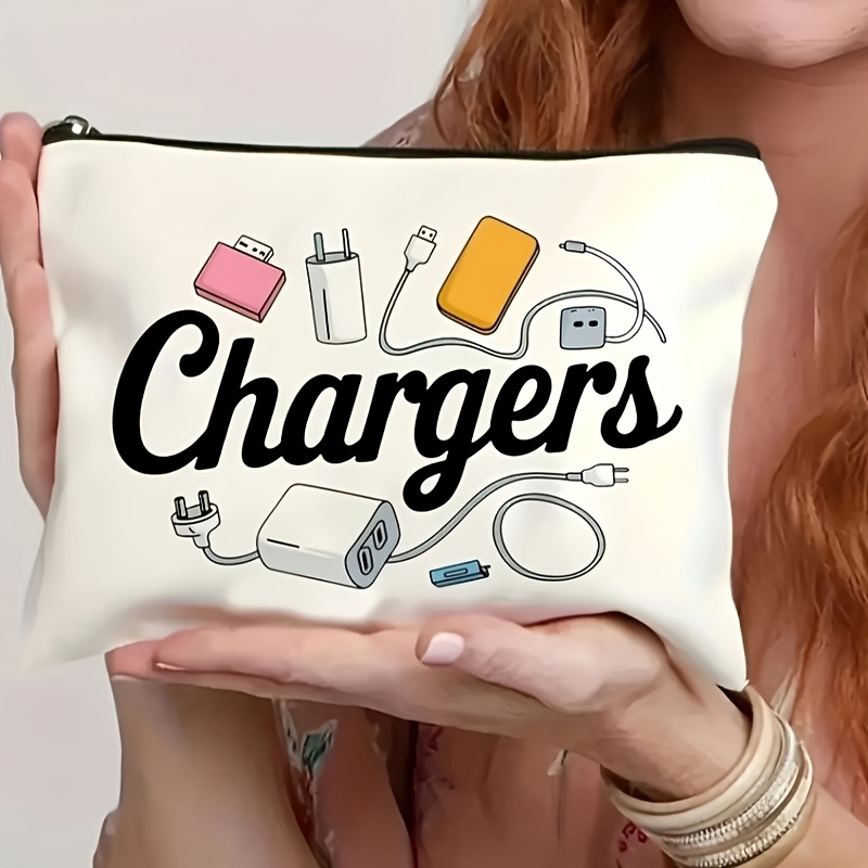 Travel Accessories Toiletries - 1個入りデジタル充電アクセサリー付きレトロデザイン化粧品バッグ、スナック収納バッグ、文房具収納バッグ、おしゃれなトイレタリーバッグ、キャンバス両面印刷、多機能トラベル収納バッグ