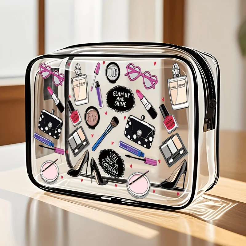 Toiletry Bag Tsa - 1pc クリアメイクアップバッグ透明トラベルトイレタリーポーチ TSA 空港ジムウォッシュオーガナイザージッパー化粧品ハンドバッグ女性ギフト