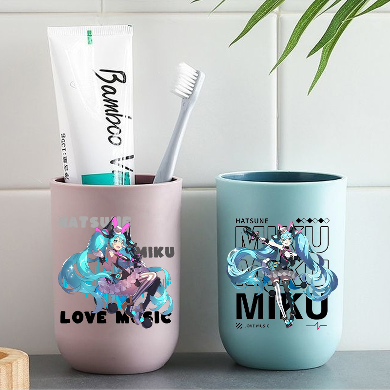 Travel Accessories Best - 初音ミク歯ブラシカップ女の子かわいい仮想歌手うがいマグカップ女性旅行バスルームアクセサリー親友ギフトホット販売