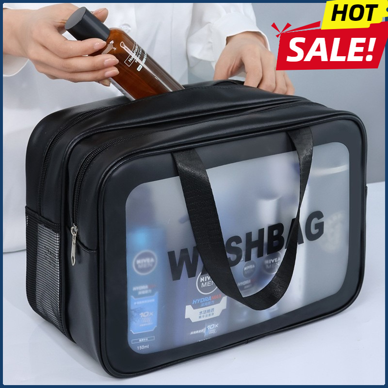 Toiletry Bag Tsa - 乾湿分離ダブル透明 PU 化粧バッグポータブル洗濯バッグ化粧品収納バッグ旅行フィットネス水泳必需品