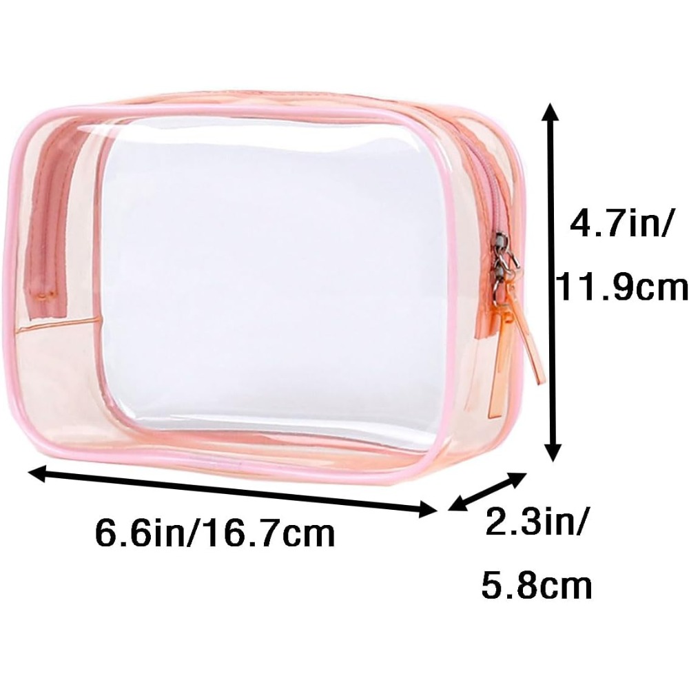 Toiletry Bag Tsa - クリアポーチスモール、6.6x2.3x4.7サイズ、TSA承認済みトイレタリーバッグ、旅行用トイレタリーバッグ、女性と男性用化粧品バッグ - 1パック ピンク