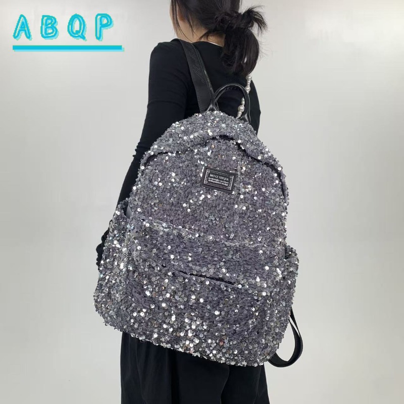 新しい女性のスパンコール付きバックパック高級ブランドスパンコ - Travel Accessories Luxury Brands のレビューと価格