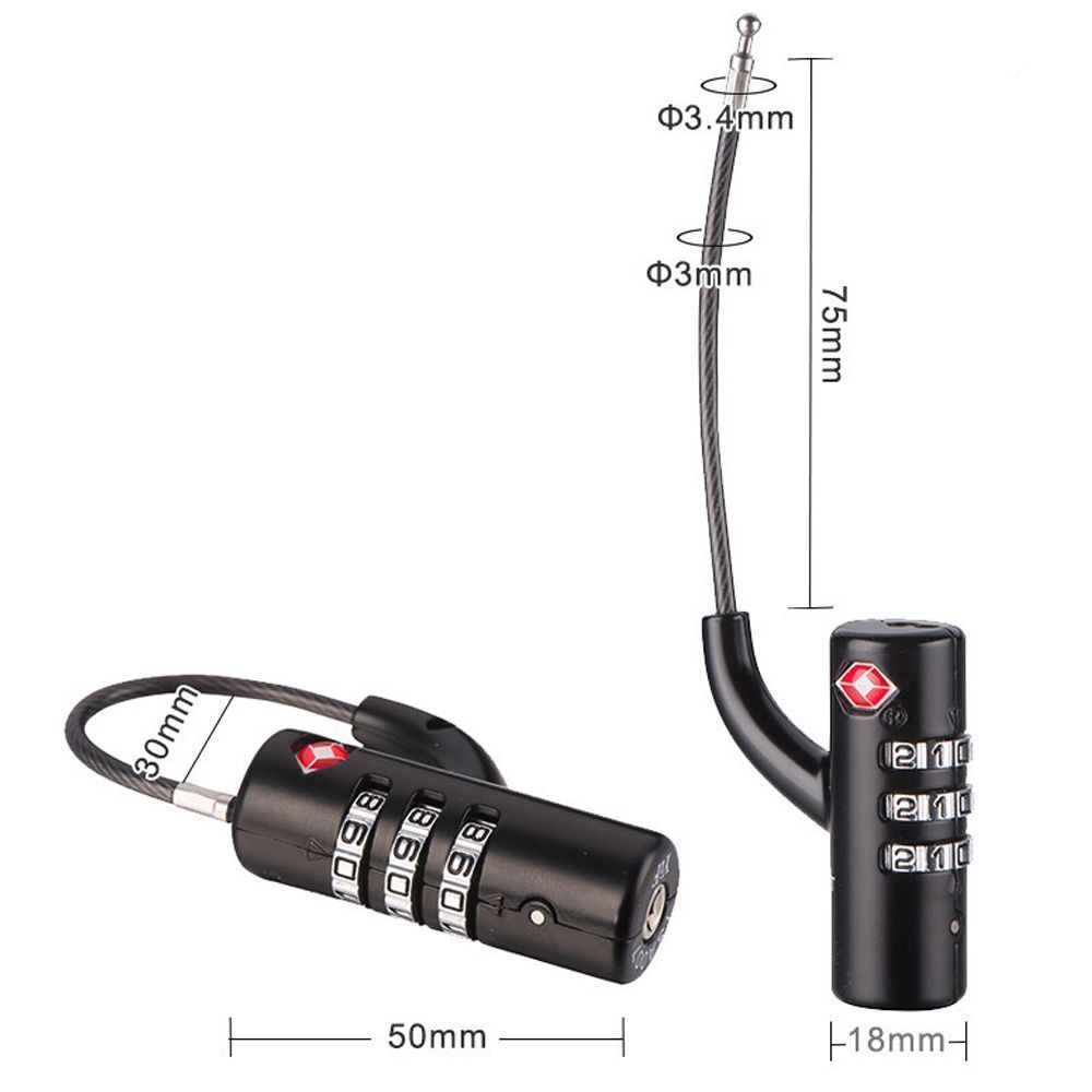 防水ケーブル荷物ロック ポータブル税関コードロック TSA税 - Cable Lock Combination のレビューと価格