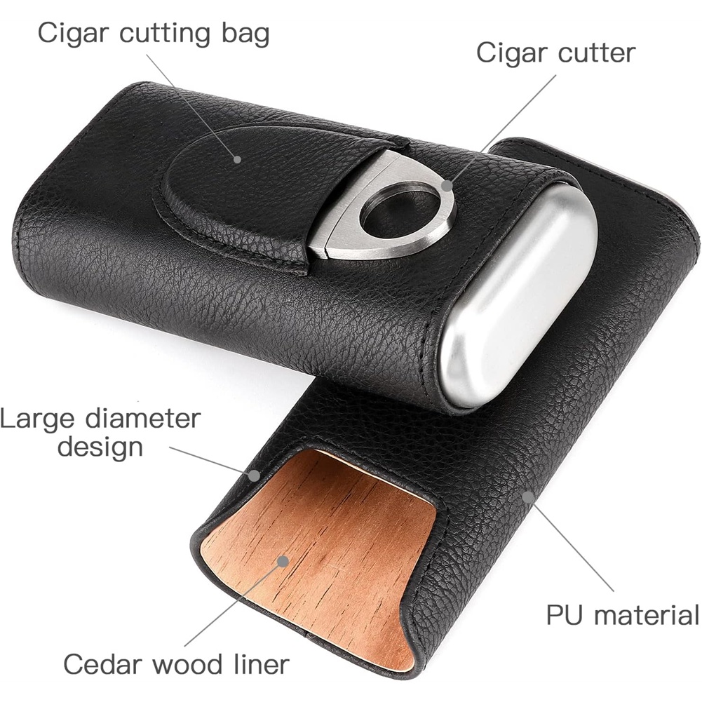 最高級ステンレス製シガーカッター付き-杉材内張りトラベルヒュ - Travel Accessories Best のレビューと価格