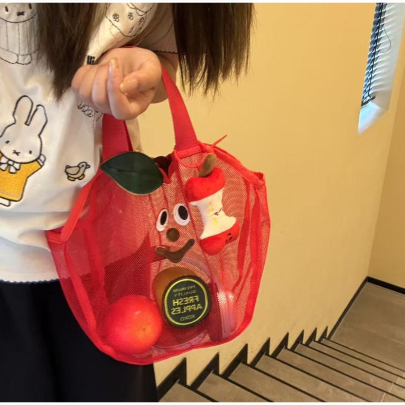 かわいいアップルメッシュハンドバッグニッチフルーツ型ショルダ - Travel Accessories Toiletries のレビューと価格