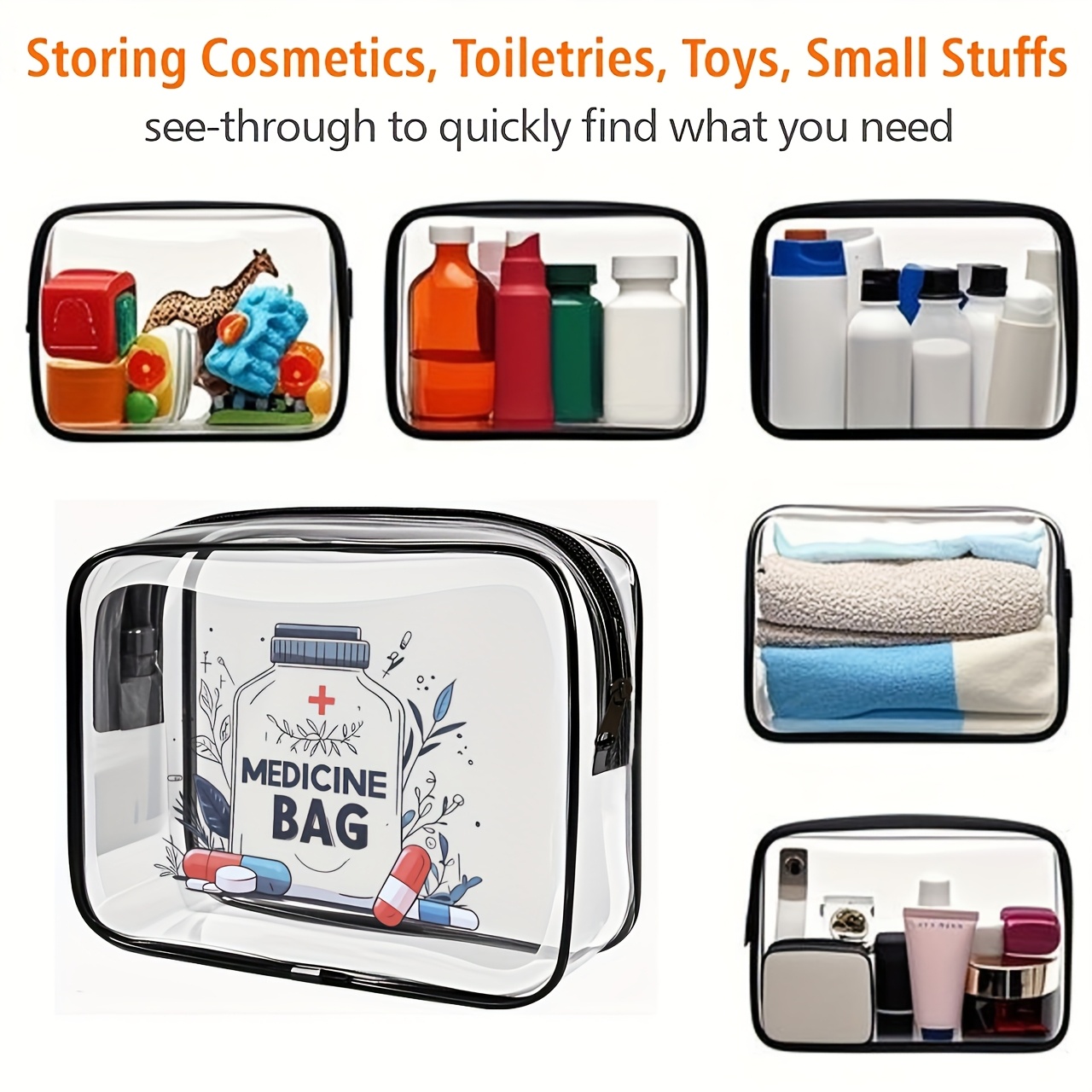 1pc クリアメイクアップバッグ透明トラベルトイレタリーポー - Toiletry Bag Tsa のレビューと価格