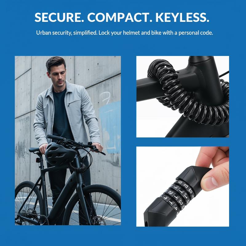 オートバイヘルメットロックケーブル 4 桁パスワード盗難防止 - Cable Lock Combination のレビューと価格