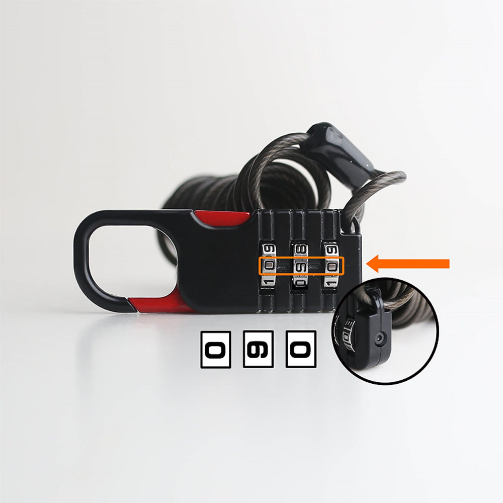 3桁コンビネーション南京錠、格納式ケーブル付き盗難防止パスワ - Cable Lock Combination のレビューと価格