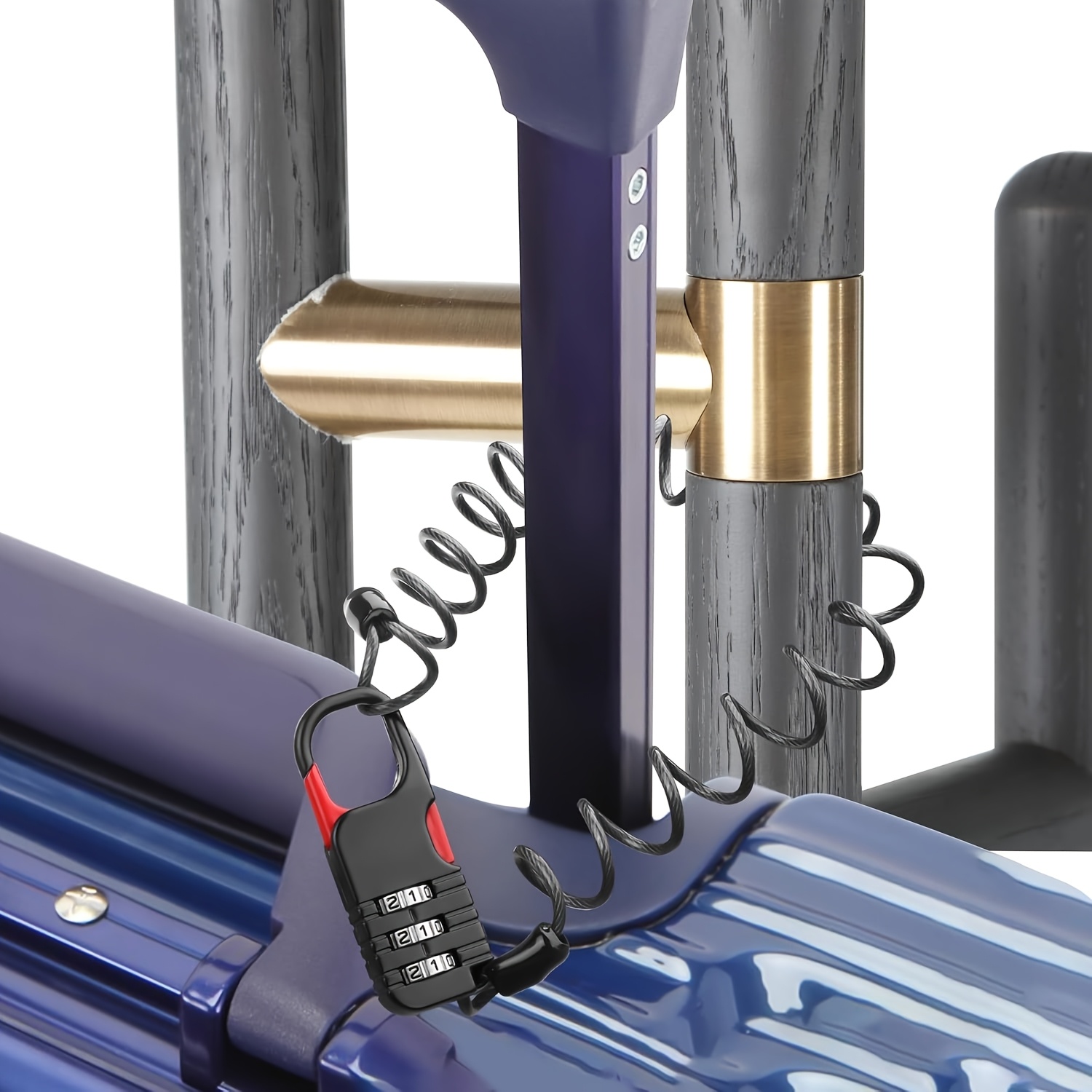 3桁コンビネーション南京錠、格納式ケーブル付き盗難防止パスワ - Cable Lock Combination のレビューと価格