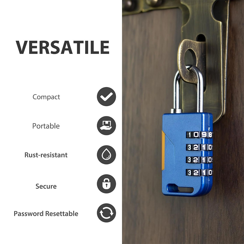 4桁のコンビネーション南京錠、格納式ケーブル付き、盗難防止税 - Cable Lock Combination のレビューと価格
