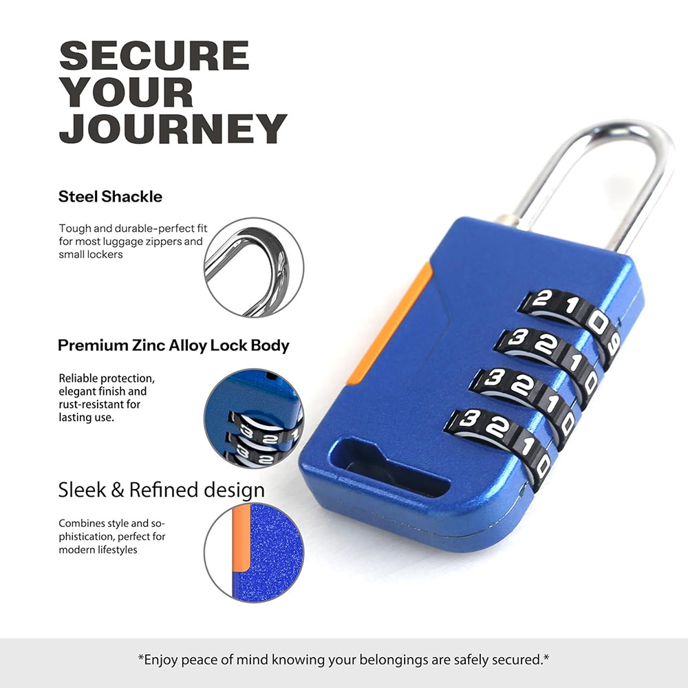 4桁のコンビネーション南京錠、格納式ケーブル付き、盗難防止税 - Cable Lock Combination のレビューと価格