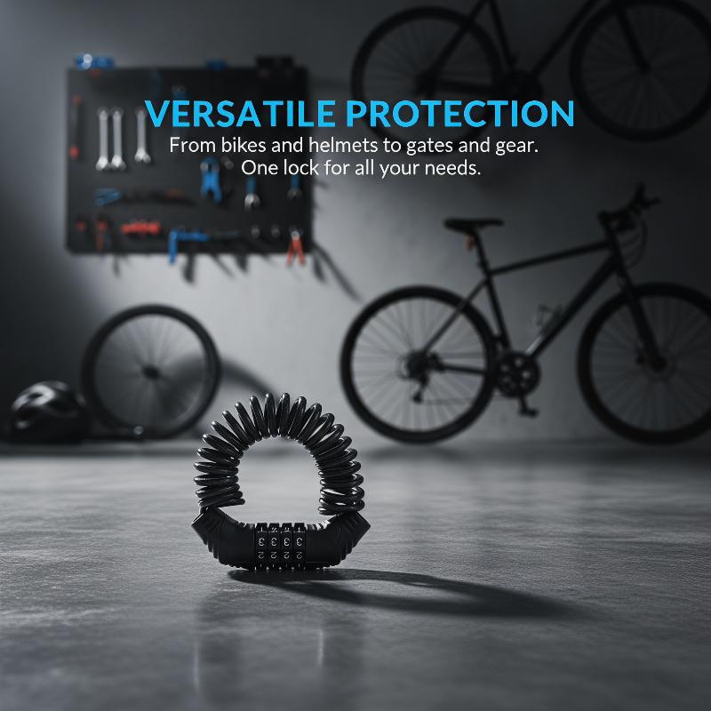 黒色のオートバイヘルメットロック 4桁パスワードケーブル式  - Cable Lock Combination のレビューと価格