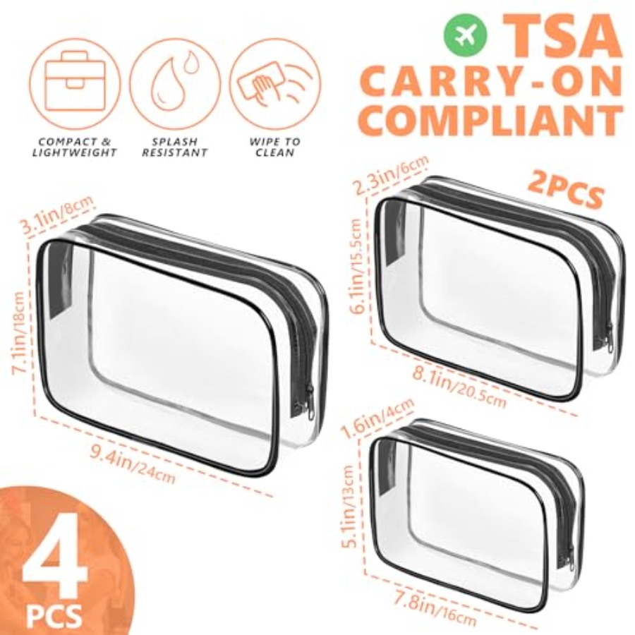 透明メイクアップバッグ、ジッパー付きポータブルトラベルトイレ - Toiletry Bag Tsa のレビューと価格